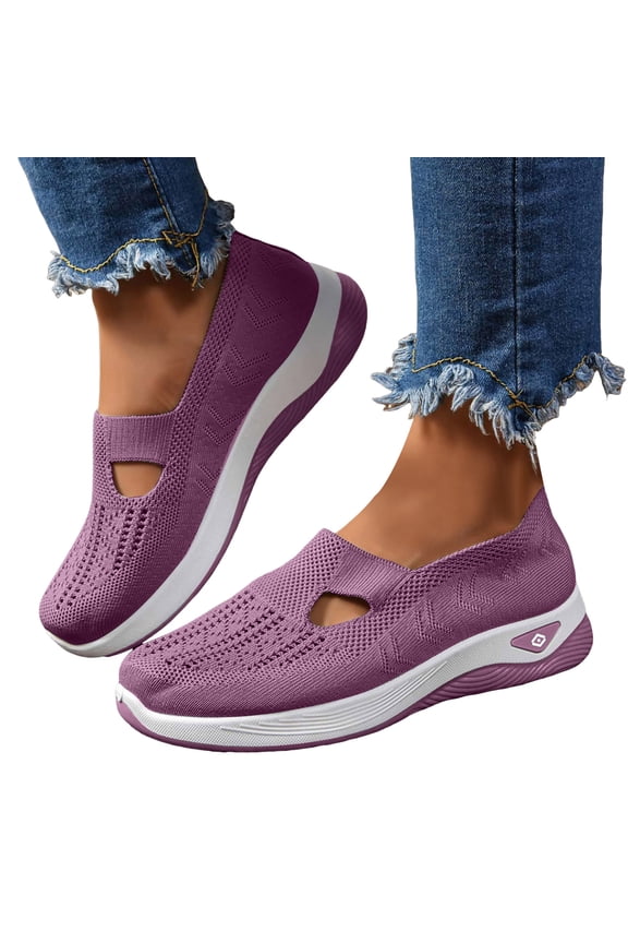 Womens Breathable Slip on Mules Cut out Summer Beach Closed Toe Comfortable Clogs Mesh Soft Sole Arch Support Backless Outdoor Sneakers Purple Size 8