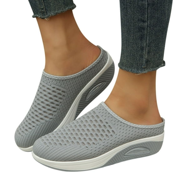 Womens Breathable Sneakers Comfortable Slip On Walking Shoes Casual Backless Mesh Sneakers for Summer