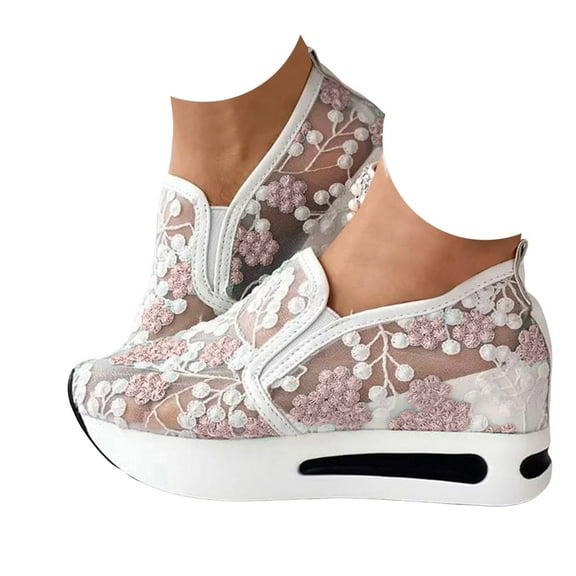 Womens Breathable Sneakers Low Top Casual Shoes Lightweight Lace Slip On Sneakers for Women
