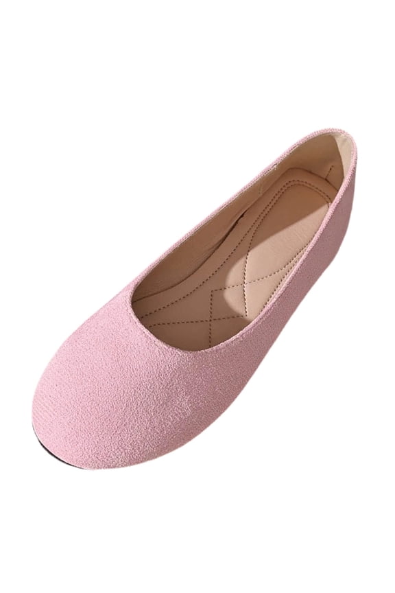 Womens Breathable Stretch Round Toe Slip On Ballet Flats, Flexible Lightweight Comfort Walking Flat Shoes Pink 9.5(43)