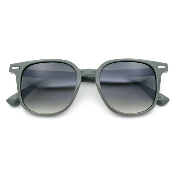 Womens Breezy Cheerful Thin Plastic Horn Rim Rectangle Sunglasses Grey - Smoke
