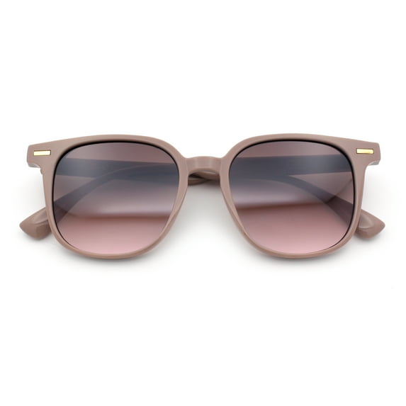 Womens Breezy Cheerful Thin Plastic Horn Rim Rectangle Sunglasses Pink - Pink Smoke
