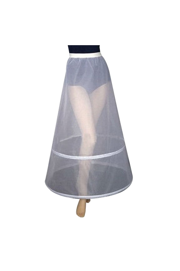 Womens Bridal 2 Hoops A-Line Ankle-Length Full Slip Petticoat One-Layer Elastic