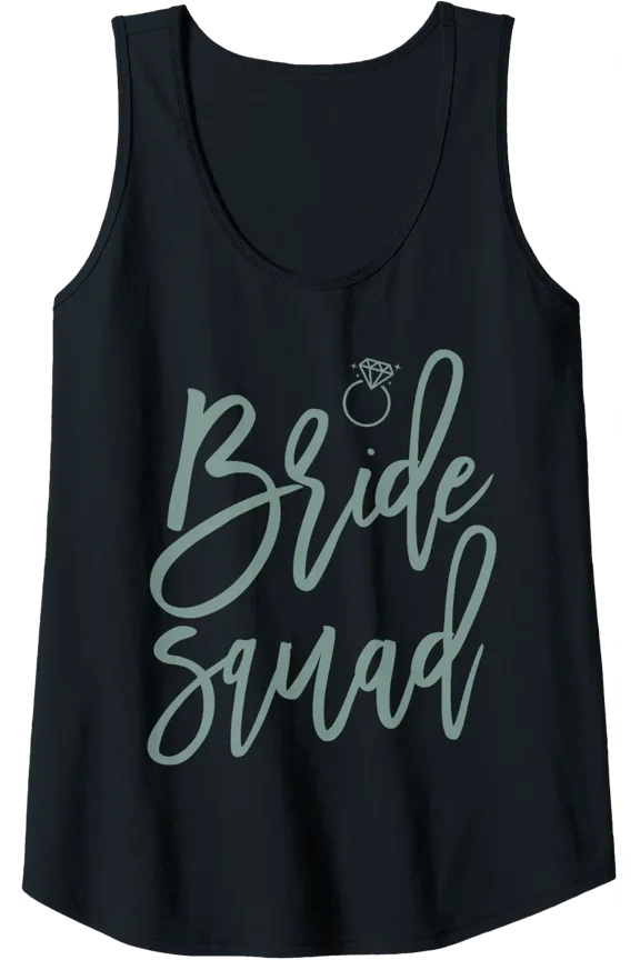Womens Bride Squad Sage Green Script Wedding Party Tank Top Size S-3XL