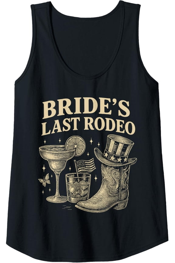 Womens Brides Last Rodeo Western Bachelorette Party Boots Tank Top Size S-3XL