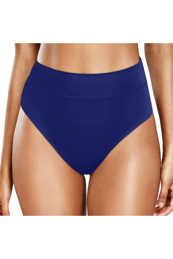 Womens Briefs Casual High Waisted Solid Color Split Thongs for Women,Blue,L