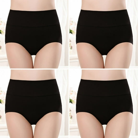 Womens Briefs Cotton Underwear Women's High Waist Cotton Panties Soft Breathable Briefs Stretch Briefs Seamless Women's Panties Women Underwear Black XL