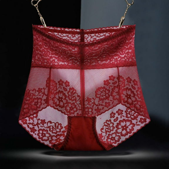 uublik Womens Briefs High Waist Breathable Briefs Soft Underpants Ladies Stretch Panties Lace Underwear Red