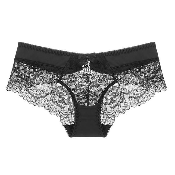 uublik Womens Briefs Underwear High Waist Breathable Briefs Soft Underpants Ladies Stretch Panties Womens Lace Underwear Black