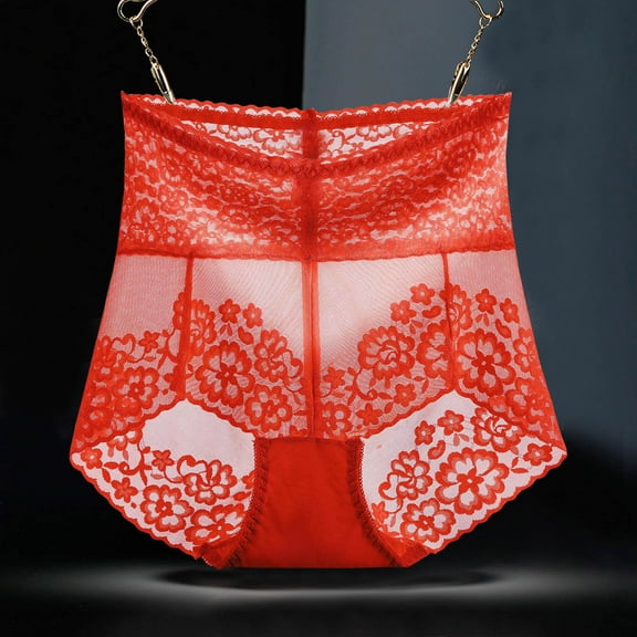 uublik Womens Briefs Underwear High Waist High Waist Breathable Briefs Soft Underpants Ladies Stretch Panties Lace Underwear for Women Red