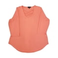 thumbnail image 1 of Womens Bright Coral Criss Cross V Neck 3/4 Sleeve Top Shirt Blouse X-Large, 1 of 1