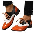 thumbnail image 1 of Womens British Oxfords Dress Shoes Vintage Color Block Pointed Toe Leather Chunky Mid Heel Ankle Combat Boots, 1 of 6