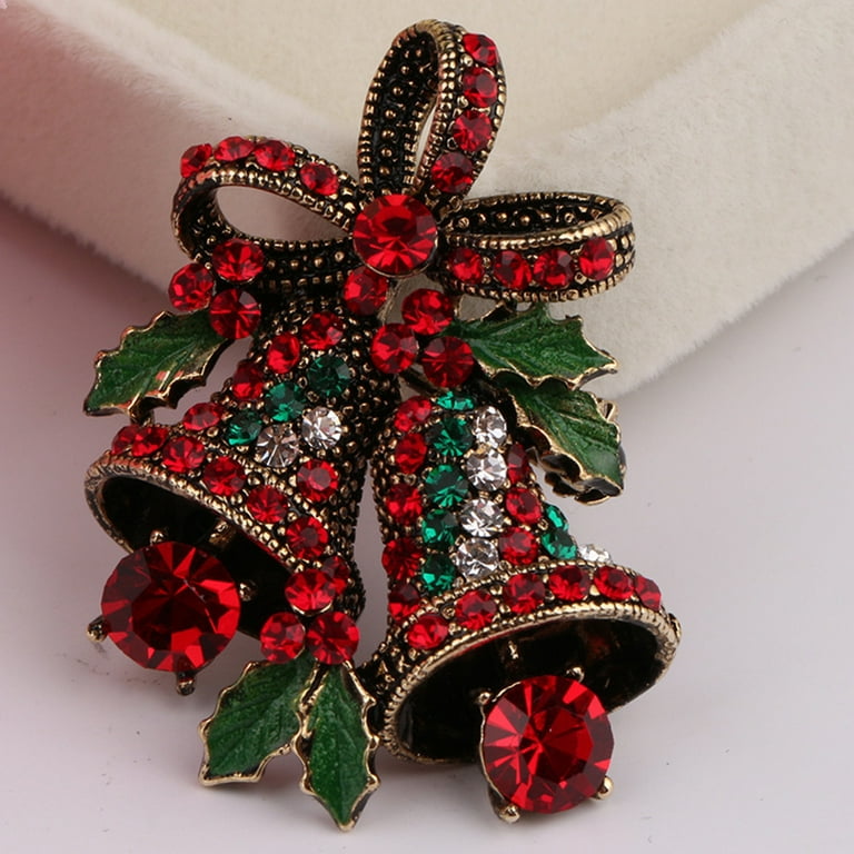 JIELALA Womens Brooch Pins Vintage Girls Christmas Tree Rhinestone Brooch Pin, Women's, Size: Small, Gold