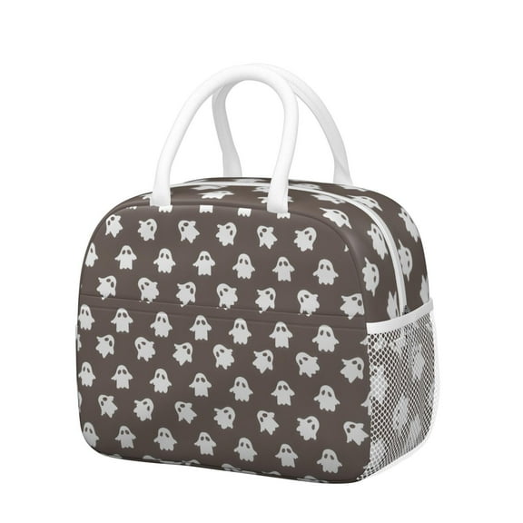 Womens Brown Halloween Ghost Pattern Lunch Box for Work,Insulated Lunch Bag for Women,Loncheras Para Mujer,Leakproof Adult Lunch Bag for Work,Beach,Travel,Picnic,Camping
