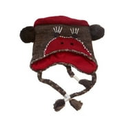 Womens Brown Knit Sock Monkey Peruvian Style Trapper Hat