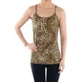 thumbnail image 1 of Womens Brown Leopard Print Casual Spaghetti Racerback Vest Tank Top, 1 of 4