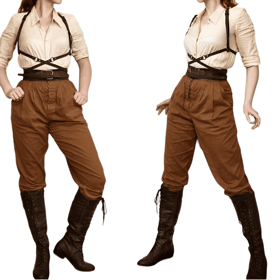 Womens Brown Polo Breeches – Baggy Jodhpurs Equestrian Sports Pants