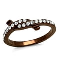 thumbnail image 1 of Womens Brown Ring Anillo Para Mujer Stainless Steel Ring with Top Grade Crystal in Clear, 1 of 4