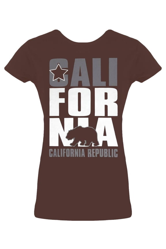 Womens Brown Short-Sleeve California Republic T-Shirt - XL