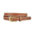 thumbnail image 1 of Womens Brown Skinny Leather Belt with Side Sitchings, 1 of 1
