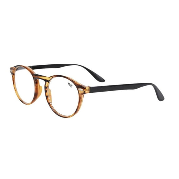 Womens Brown Wood Grain Vintage Round Reading Glasses Stylish Mens Classic Spring Hinge Readers +3.50