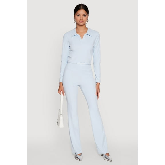 Womens Brushed Knit Pintuck Pull On Slim Pants