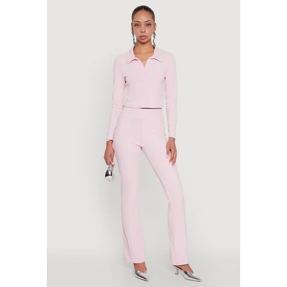 Womens Brushed Knit Pintuck Pull On Slim Pants