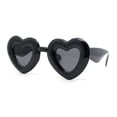 thumbnail image 1 of Womens Bubbly Bloated Round Balloon Heart Plastic Sunglasses All Black, 1 of 4