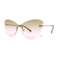 thumbnail image 1 of Womens Bubbly Butterfly Beveled Rimless Shield Sunglasses Gold - Brown Pink, 1 of 4