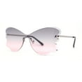 thumbnail image 1 of Womens Bubbly Butterfly Beveled Rimless Shield Sunglasses Silver - Grey Pink, 1 of 4