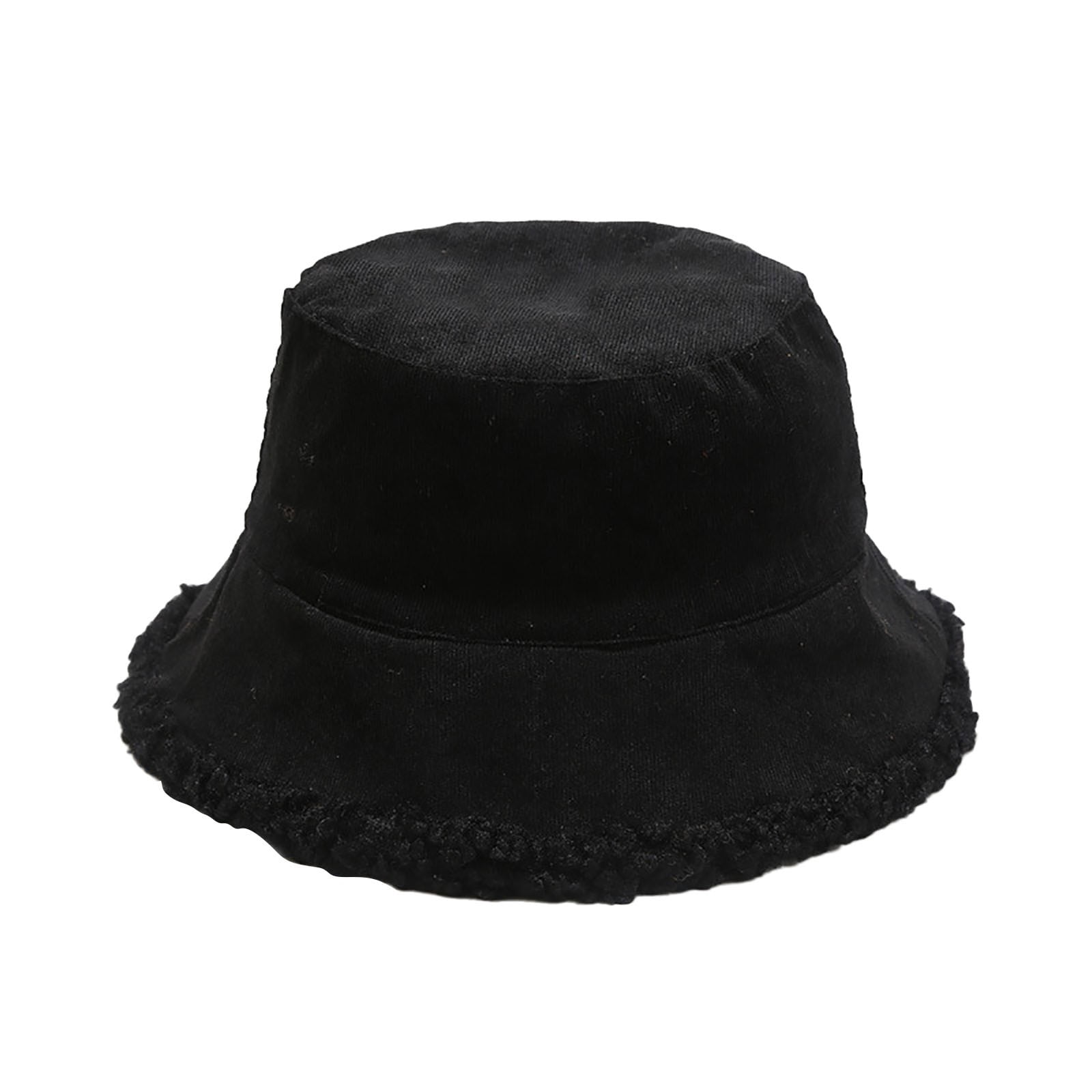 Womens Bucket Hat Winter Spring Solid Color Fashion Corduroy Warm