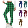 thumbnail image 1 of Womens Buffalo Plaid Leggings High Waisted Yoga Pants Tummy Control Stretchy Athletic Tights for Workout Running Activewear Fall, Green, XXL, 1 of 8