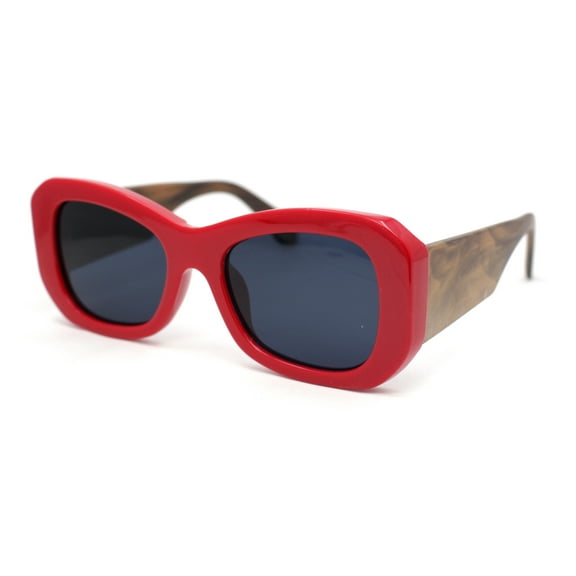 Womens Buffed Sleek Mod Oversized Butterfly Fashion Sunglasses Red Brown - Black