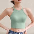 thumbnail image 1 of Womens Built In Bra Tank Top Summer Solid Color Round Neck Sleeveless Seamless Bandeau Stretchy Cami, 1 of 6