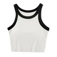 thumbnail image 1 of Womens Built-in Bra Halter Camisoles 2024 Summer Colorblock Tank Crop Tops Padded Casual Sleeveless Vest Shirts, 1 of 5