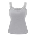 thumbnail image 1 of Womens Built in Bra Tank Tops Lace Trim Straps Tight Camisole T Shirts Comfy Sexy Stretchy Fitted Clothes, 1 of 9