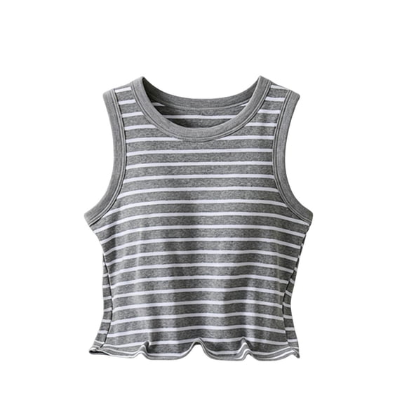 Womens Built in Bra Tank Tops Ribbed Sleeveless 2026 Summer Basic Tops Lightweight Breathable Sleeveless Camisole Summer Cami Shirts(Grey,XL)