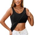 thumbnail image 1 of Womens Built in Bra Tank Tops Summer Casual Cami Tanks Wide Strap Scoop Neck Camisole Top, 1 of 7