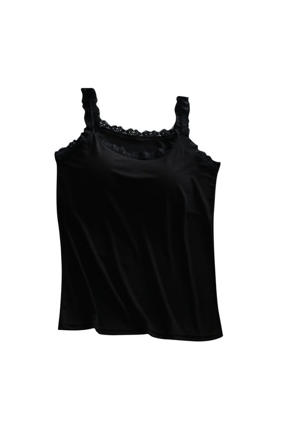 Womens Built in Padded Bra Tank Tops with Lace Trim Modal Camisole Yoga Tanks Tops Basic Solid Stretch Cami