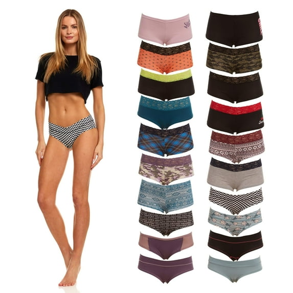 Yacht & Smith 20 Pack Womens Bulk Underwear Panties - 95% Cotton - Mixed Assorted Prints, Seamless, Lay, Patterns, Assorted, X-Large