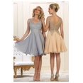 thumbnail image 1 of Womens Burgundy Cocktail Semi Formal Graduation Short V-Neck Sleeveless A-Line Plus Size Dress, 1 of 11