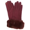 thumbnail image 1 of Womens Burgundy Faux Fur Stretch Fit Texting & Tech Touchscreen Gloves, 1 of 2