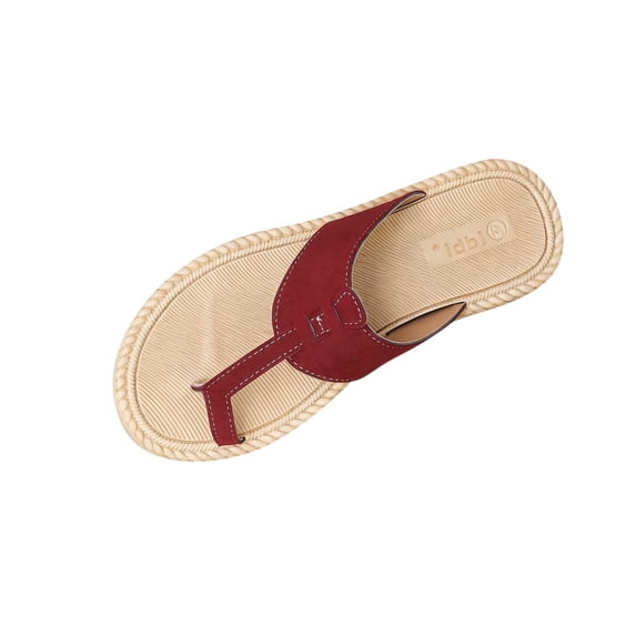 Womens Burgundy Flip Flops Platform Sandals, Comfortable Cushioned Casual Slip-On for Summer,Size 9.5