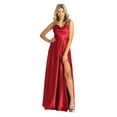 thumbnail image 1 of Womens Burgundy Formal Evening Long Scoop Neck Spaghetti Strap A-Line Plus Size Dress, 1 of 5