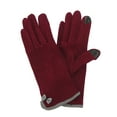 thumbnail image 1 of Womens Burgundy & Houndstooth Bow Stretch Fit Texting & Tech Touchscreen Gloves, 1 of 1