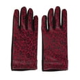 thumbnail image 1 of Womens Burgundy Red Leopard Print Stretch Fit Texting & Tech Gloves, 1 of 1
