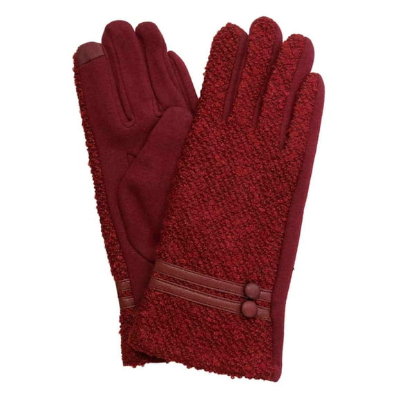 Womens Burgundy Red Tweed Stretch Fit Texting & Tech Touchscreen Gloves