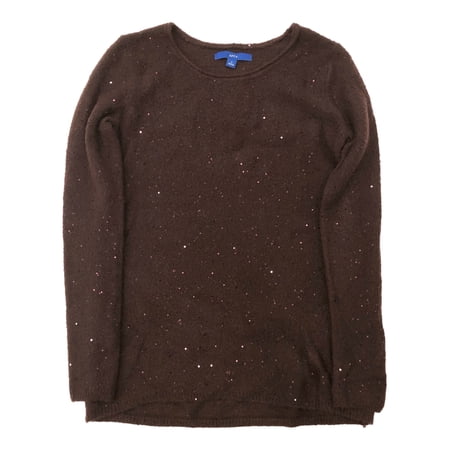 Womens Burgundy Sequin Convertible Cowl Neck Christmas Holiday Sweater Medium