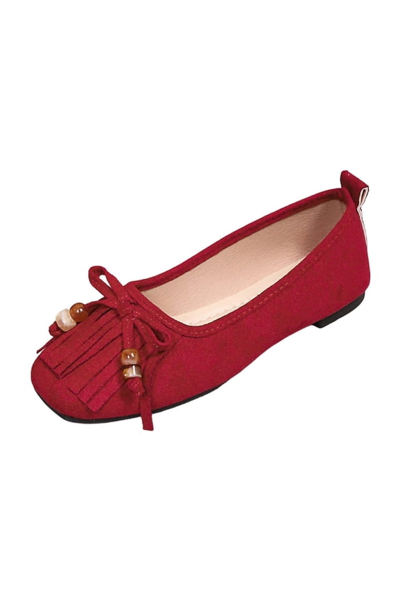 Womens Burgundy Velvet Loafers Comfortable Slip On Flats Square Toe Tassel Bead Casual Pull On Shoes Red,Size 8.5