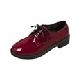 thumbnail image 1 of Womens Burgundy Wine Oxford Shoes - Low Heel Patent Faux Faux Leather, Comfortable Lace Up for Women, Casual Office & School Shoes,Size 7.5, 1 of 9